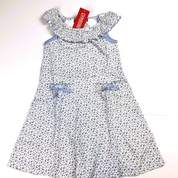 NWT Gymboree Girl Ruffle Neck Floral Knit Dress Size 5 - Picture 1 of 3